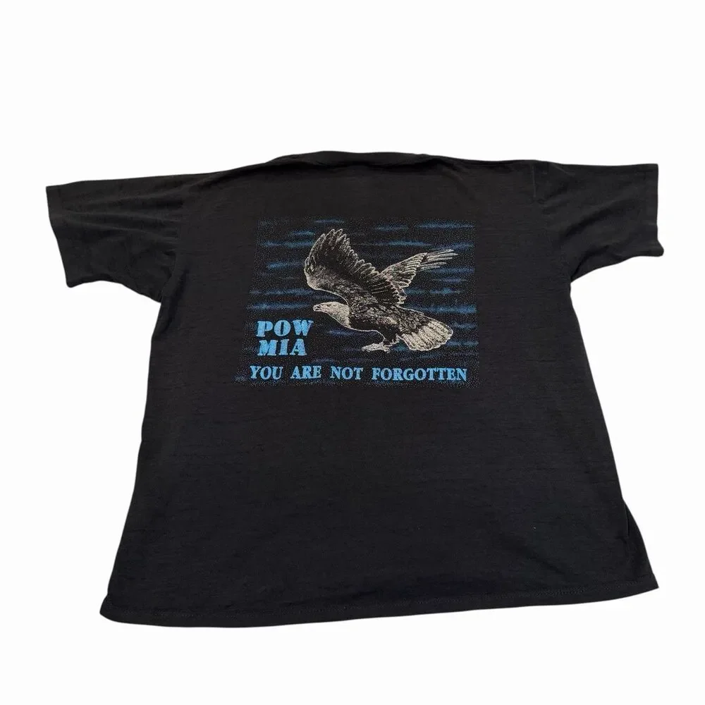 Jerzees Vintage T-Shirt‎ POW MIA Veteran Washington Memorial Black Men's 2XL